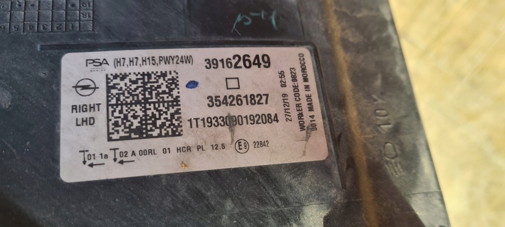 фото №5, Opel оригінальний номер 39162649 лампа передня