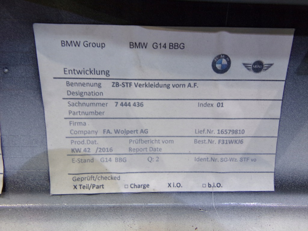 фото №13, Bmw 8 g14 g15 g16 бампер перед alpinweiss 300 org