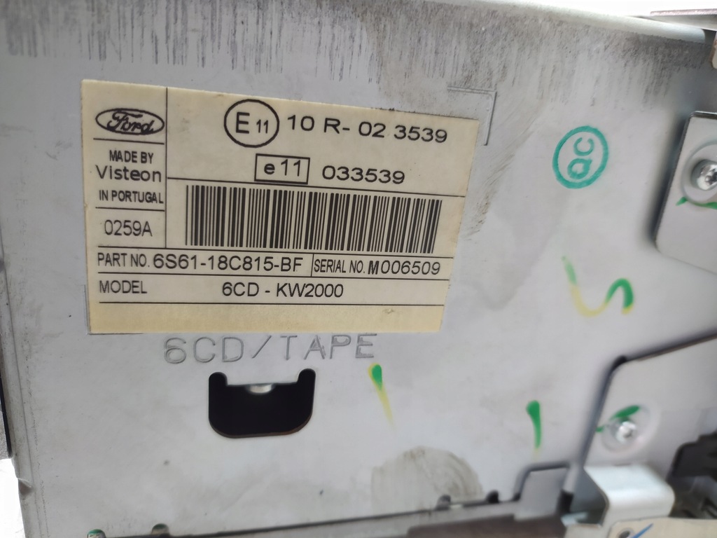 фото №5, Ford fiesta mk6 радио 6 cd 6s61-18c815-bf + kod