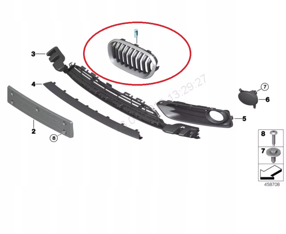 Bmw 1 f20 бампер передній лівий верхній решітка радіатора 51137371685 7371685 2015 Оригінал