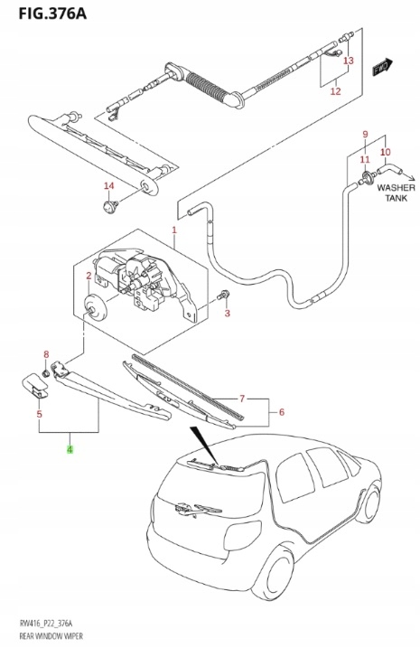 фото №3, Suzuki splash swift mk7 sx4 - важіль двірники задня