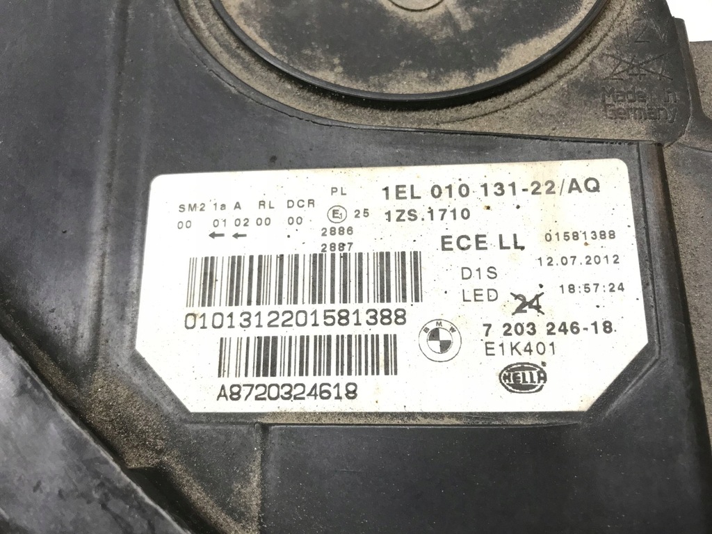 фото №15, Лампа правая фара правый bi ксенон некорректируемый bmw 5 f10 f11 09- 7203246