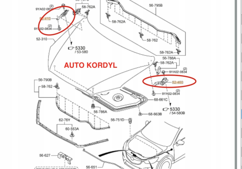 фото №2, Mazda оригинальный номер kd5352420a петля петли капот