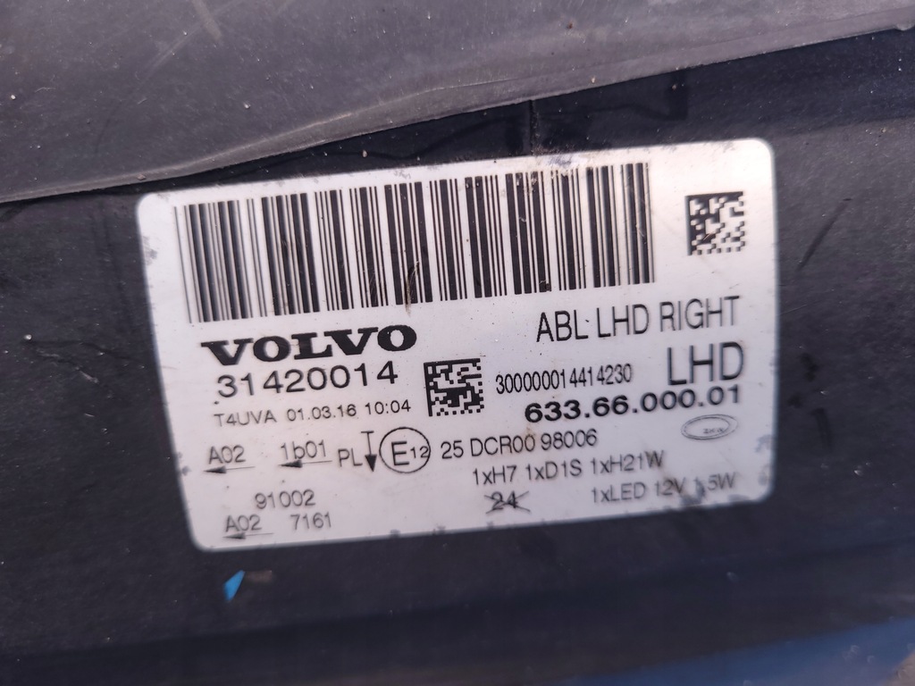 фото №15, Volvo s80 v70 ii | фара правий лампа europa bi-xenon lift 31420014