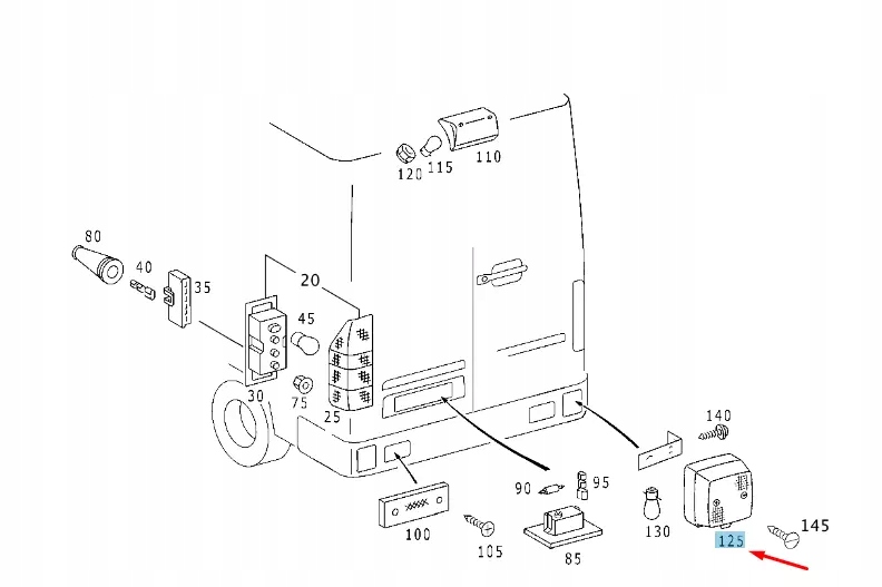Mercedes-benz sprinter w903 rear fog light a9018200256 oem Ціна