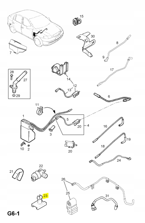 Супорт, клапан керуючий parowaniem пального opel astra-g + zafira-a 13105949 в Україні