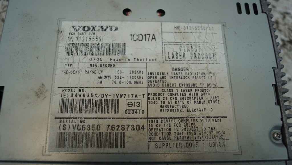 фото №3, Радіо зчитувач cd volvo c30 31215559