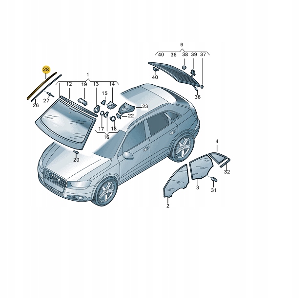 фото №11, Прокладка молдинг стекло перед audi q5 8r0854327a