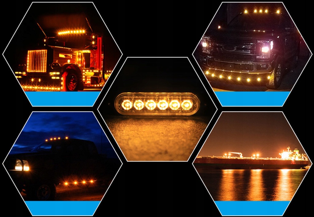 4x 6led лампа помаранчева błyskowa попереджувальна pilot stroboskop programy Оригінал