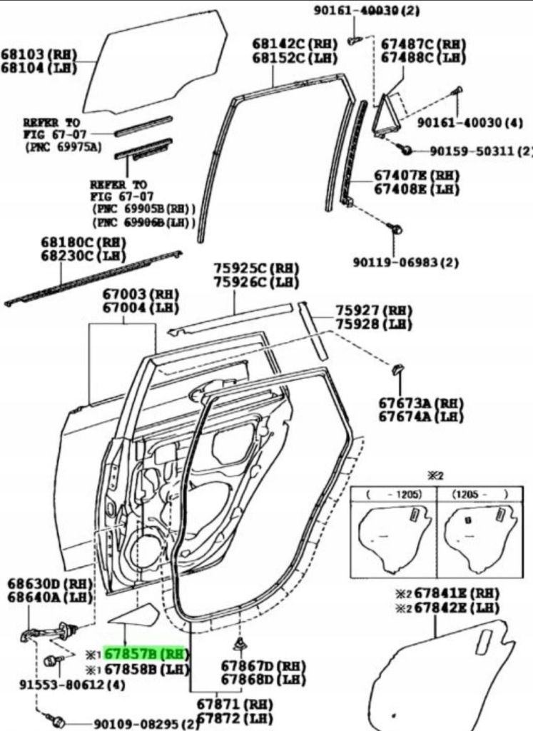 Toyota verso s ractis пленка защитная дверь правый  задняя оригинал  67857-52111 Доставка