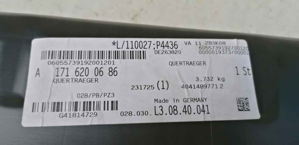 фото №8, Mercedes slk r171 w171 усилитель балка бампера перед a1716200686