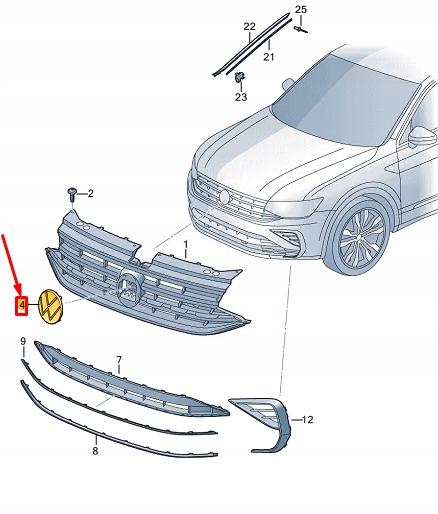 Vw tiguan ad радіатор решітка badge emblem 5na853601ldpj в Україні
