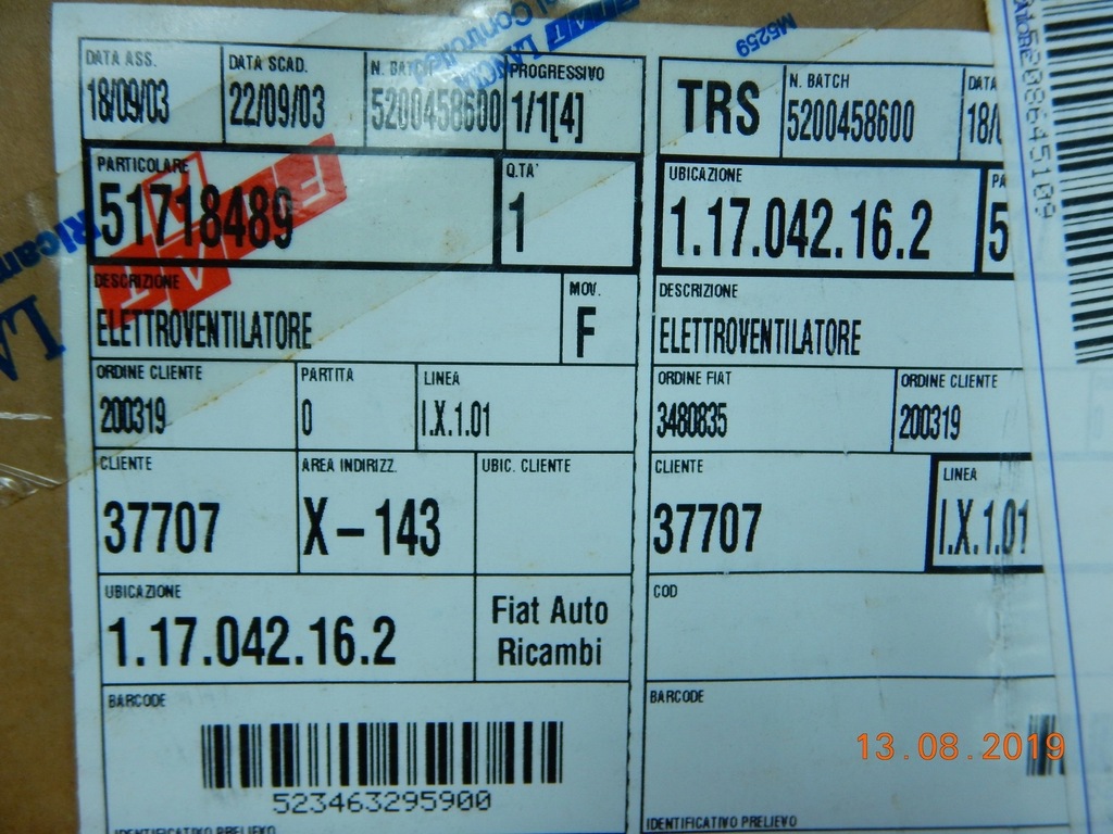 фото №11, Fiat оригинальный номер 51 718 489 двигатель электрический, вентилятор радиатора