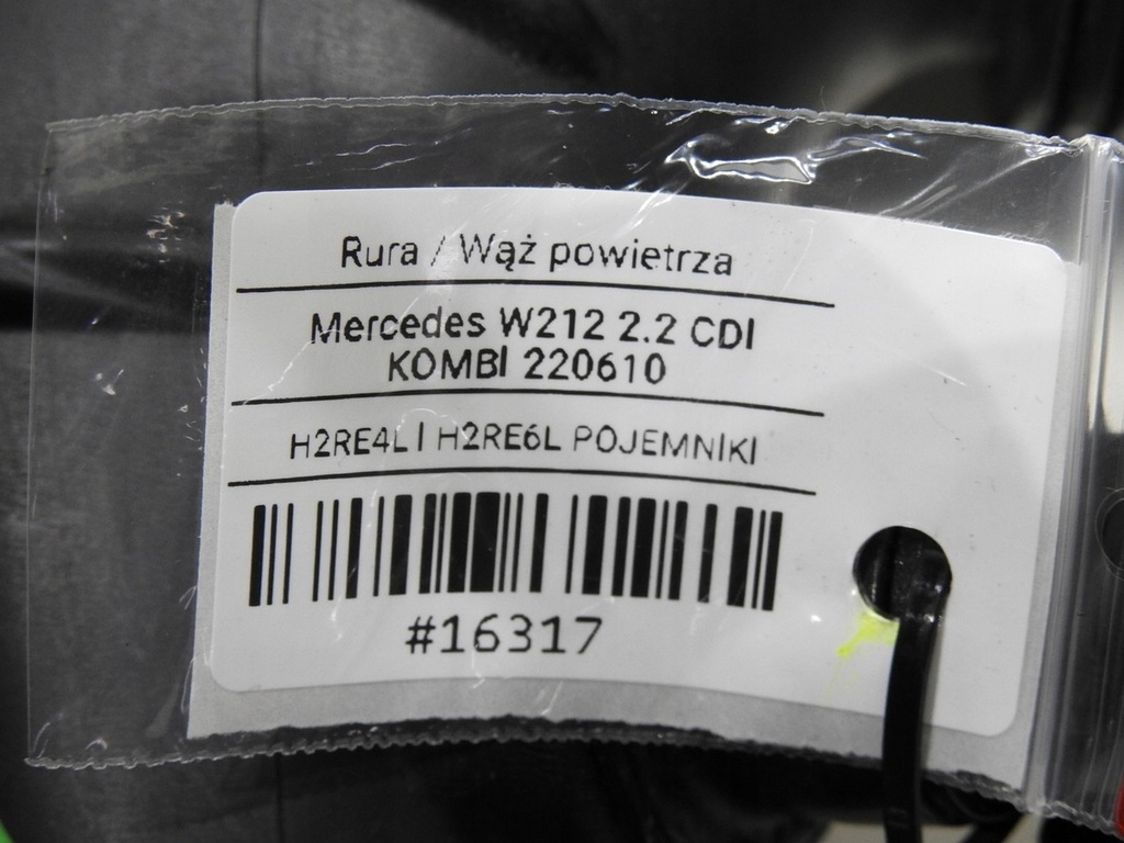 фото №9, Wąż труба повітрозабірник повітря mercedes w212 2.2 cdi