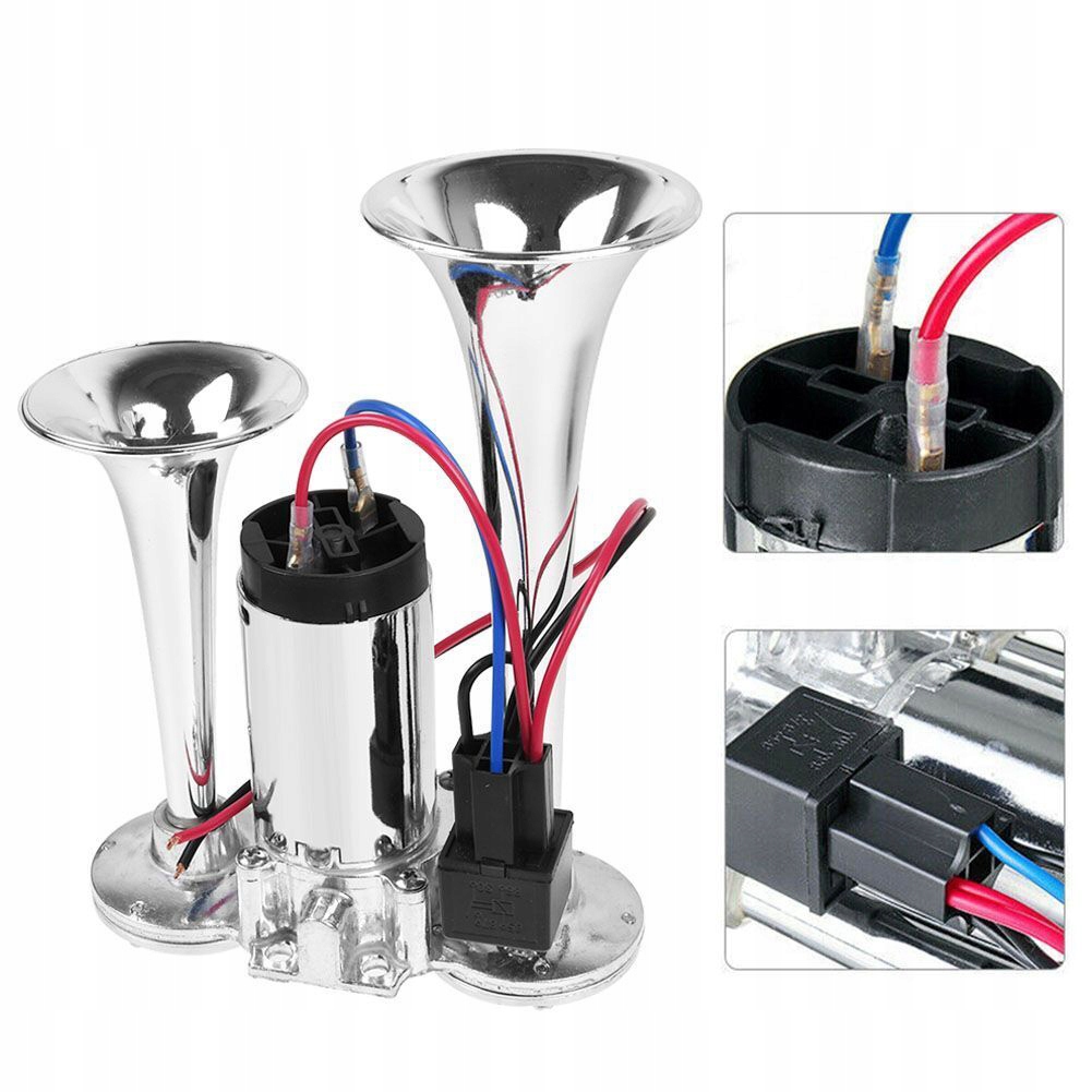 фото №7, Клаксон tir сигнал сигнал компресор 12v głośna пневматична 600db хром