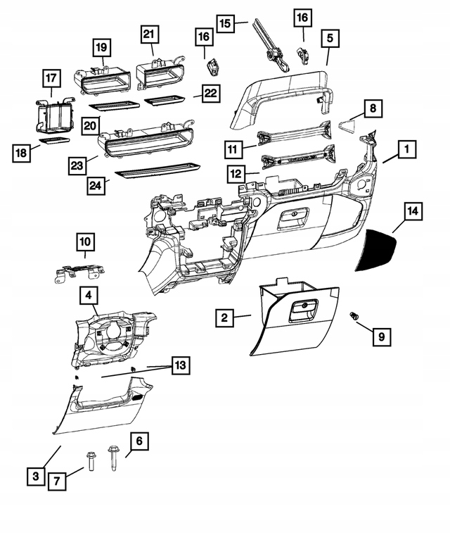 фото №4, Бардачок пассажира jeep wrangler jl od-2018
