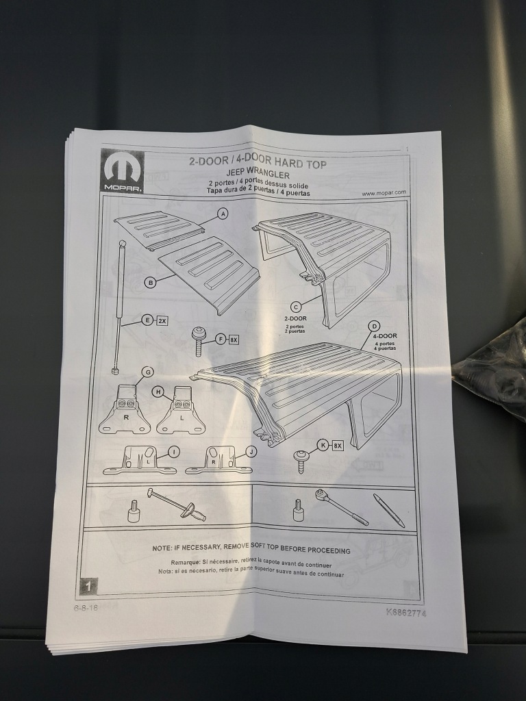 фото №9, Крыша жёсткий hardtop kompletny 2d jeep wrangler jl 17- 5vn23tzzan 51718800aa