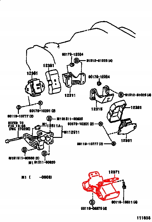 Подушка кронштейн двигателя задний  toyota 4-runner hilux land cruiser prado 90 Недорого