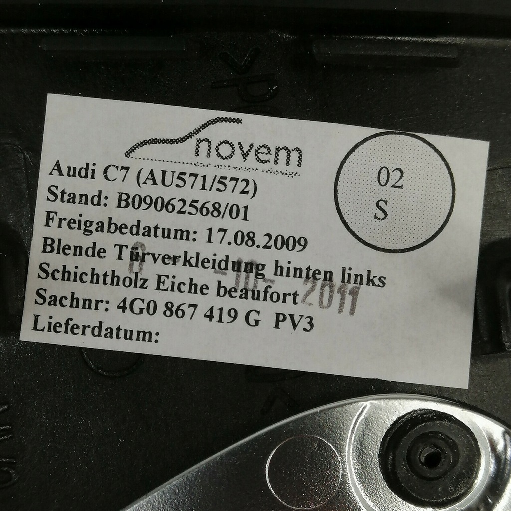 фото №6, Audi a6 s6 rs6 c7 4g молдинг декоративна двері dekor лівий задня beaufort oak pv3