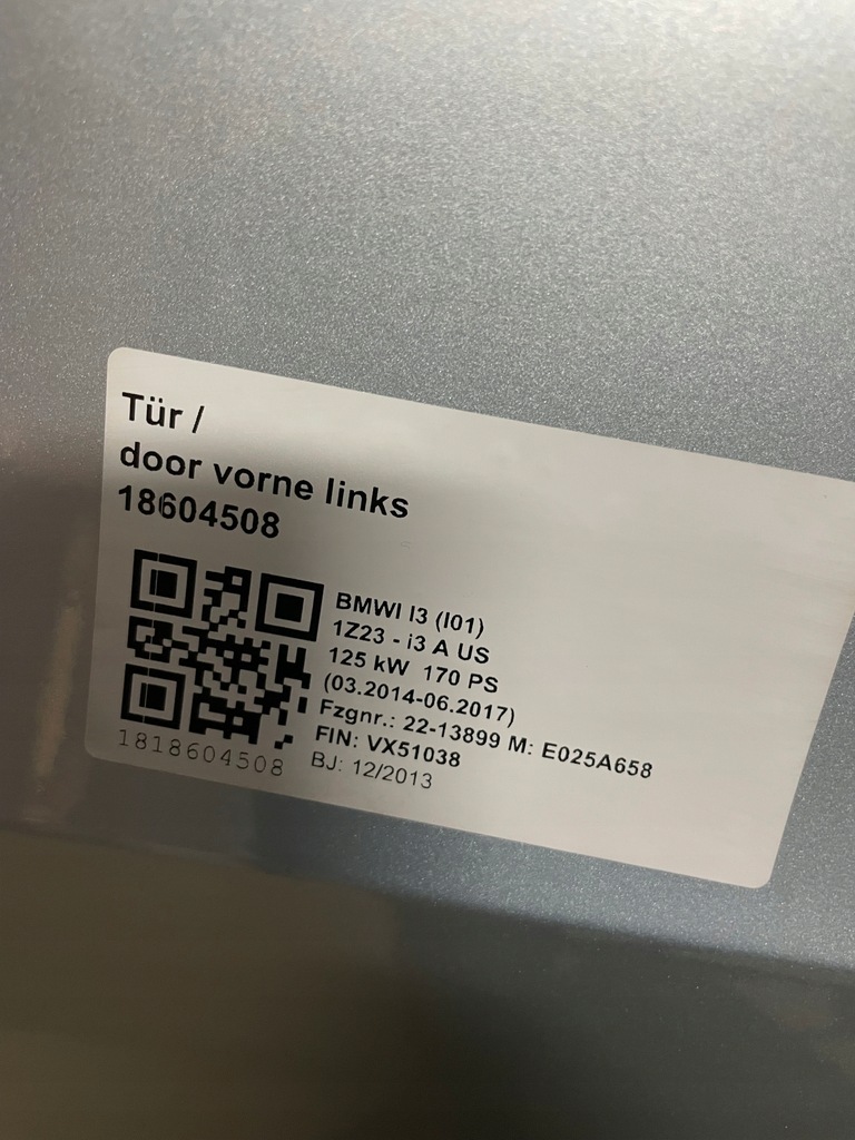 фото №11, Дверь перед + задняя задние левая полный bmw i3 b72