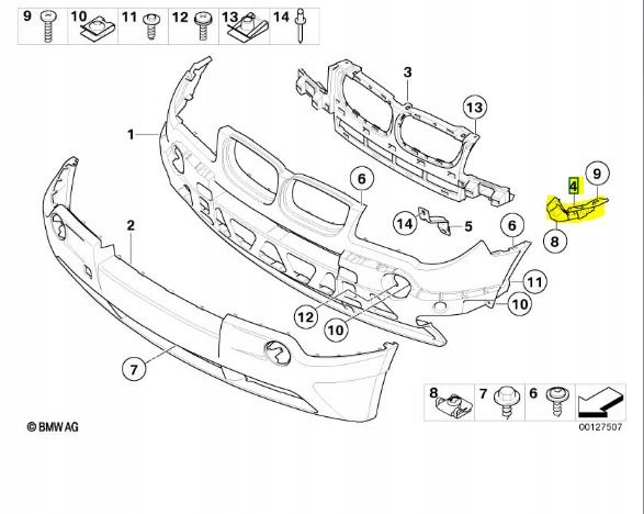 фото №11, Оригинальный направляющая бампера перед bmw x3 e83 p