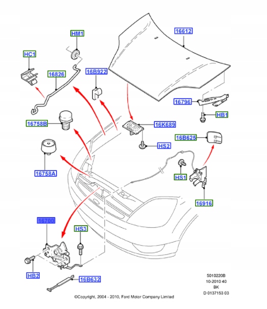 фото №1, Замок капот ford fusion fiesta mk6