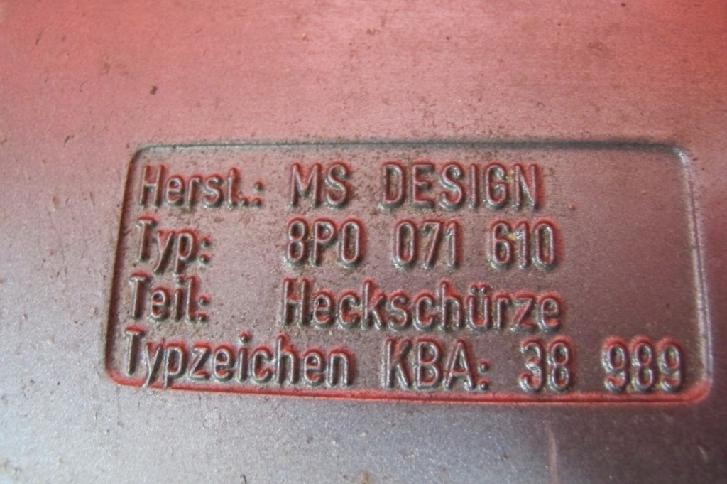 Audi a3 8p 3d накладка спойлер бампера задняя ms design 8p0071610 Оригинал