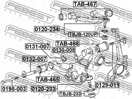 фото №8, Febest 0198-003 шарова опора кріпильний, важіль поперечний