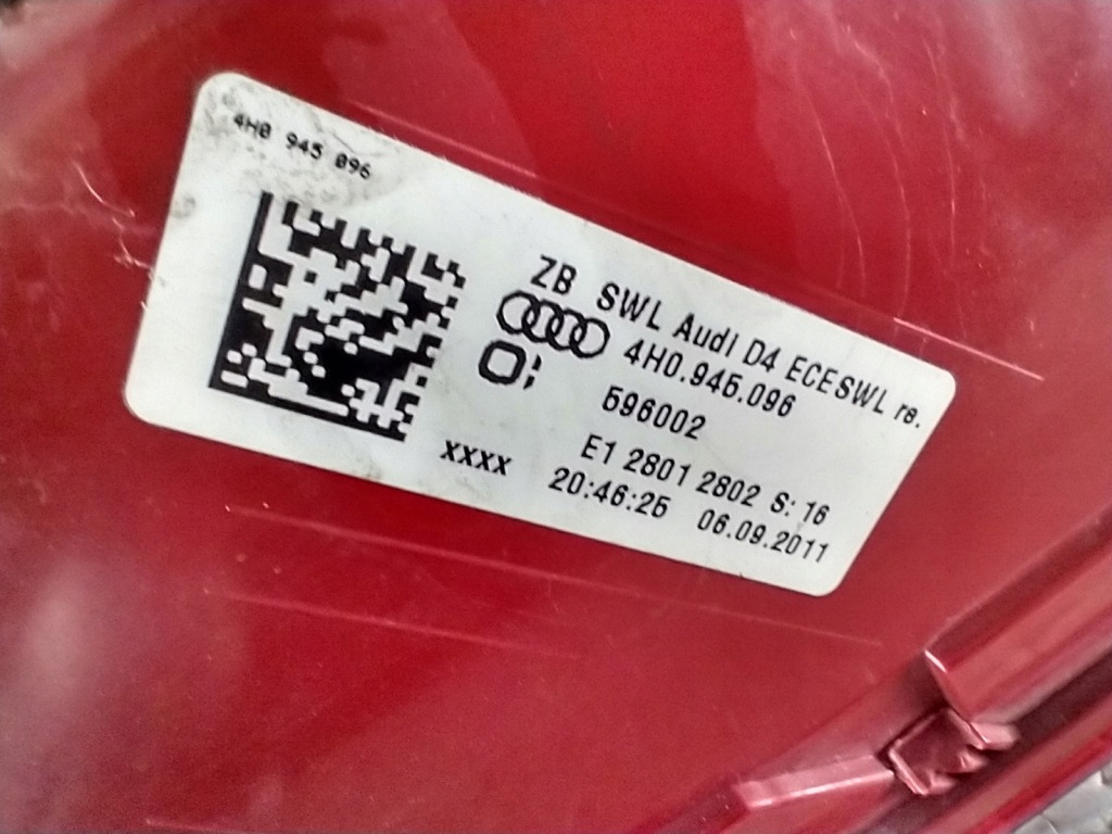 Audi a8 d4 4h фара led правый  задняя правый задний  w крыло 4h0945096 Доставка