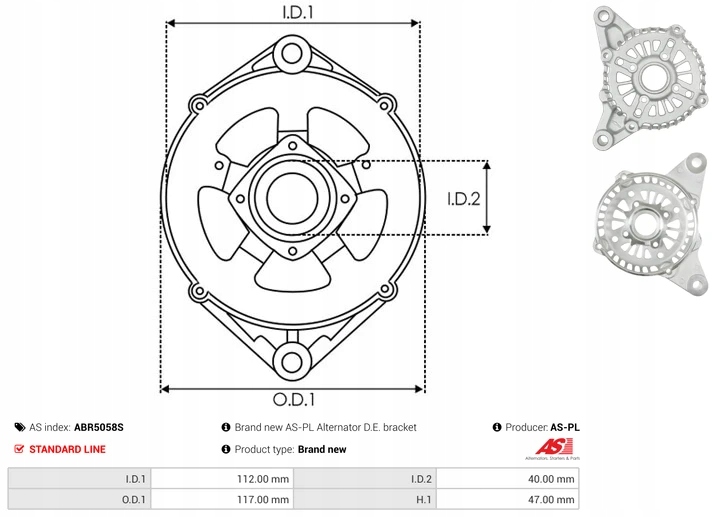Передні корпус генератора abr5058s mitsubishi as-pl Доставка