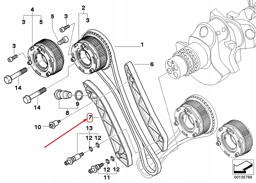 Натягувач ланцюга розподільного валу bmw m5 e60 11317835822 7835822 oem Ціна