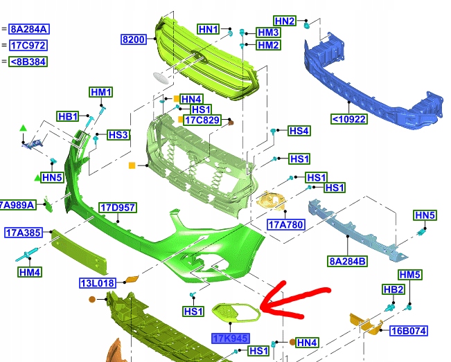 фото №1, Решётка противотуманной фары правая ford kuga mk2 escape 2016-