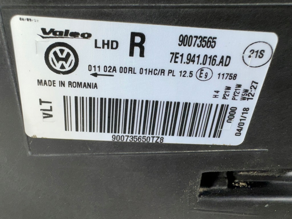 фото №13, Vw t6 transporter 7e1 multivan лампа левая правая перед обычная h7 фары