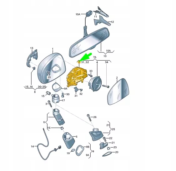 фото №7, Audi tt 8j mk2 передняя часть правый door mirror mounting plate 8j0858532a