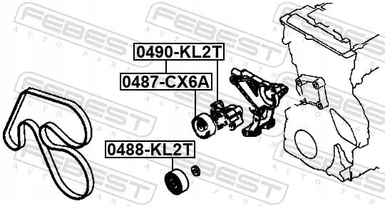 Купить Ролик ремень клиновой 0488-kl2t febest mitsubishi