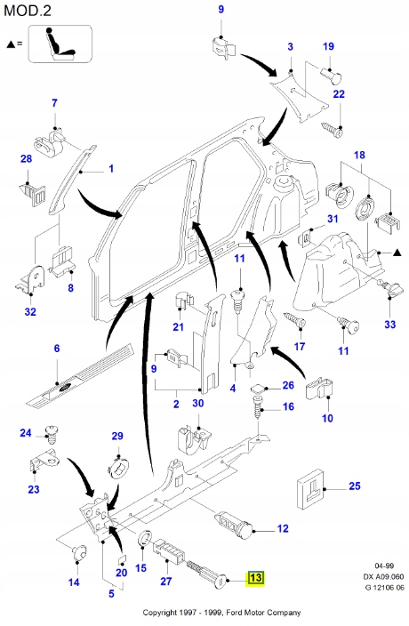 фото №7, Фиксатор - отделка бок кузов. ford fiesta 1995-2002 оригинальный номер 1018390