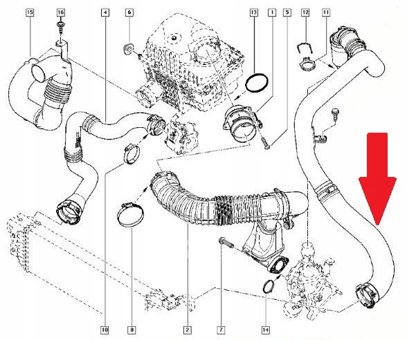 Труба пабтрубок  интеркулер do renault master iii 2.3dci Цена