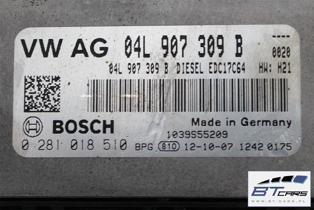 фото №6, Vw scirocco fl модуль блок управления бортовой компьютер двигателя 2.0 tdi 04l907309b коробка передач