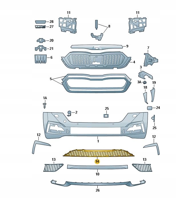 фото №1, Решётка средняя бампера skoda octavia 4 iv rs
