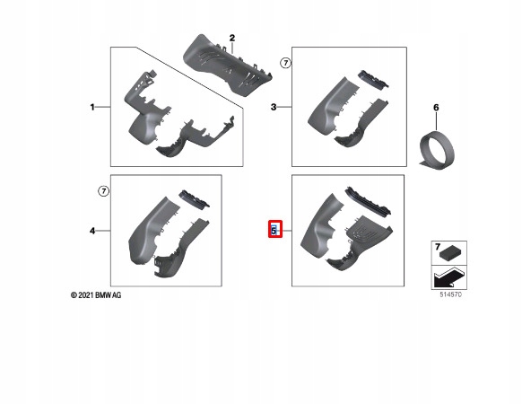 фото №1, Bmw 4 coupe g22 m g82 interior mirror base cover set 51169108974 original