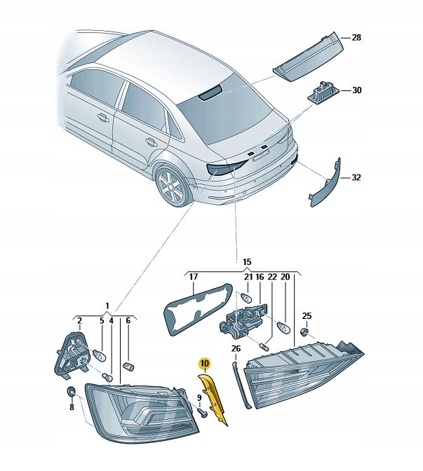 фото №1, Защита лампы задний audi a3 8v rs3 левая наружная оригинал od aso