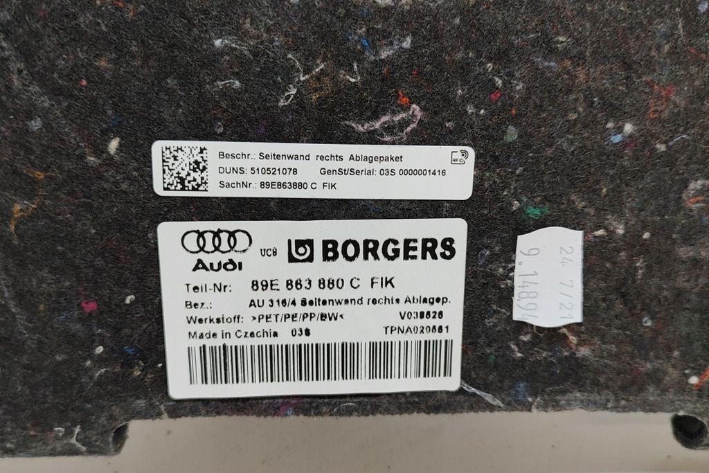 фото №5, Audi q4 sportback e-tron правая сторона накладки багажника 89e863880c 2022 2387