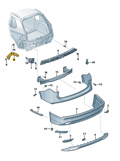 фото №1, Напрямна напрямна бампера seat tarraco задня правий
