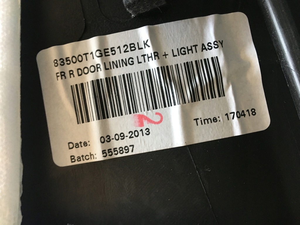 фото №8, Honda cr-v iv 12- обивка дверь правый перед обшивка кожа europa