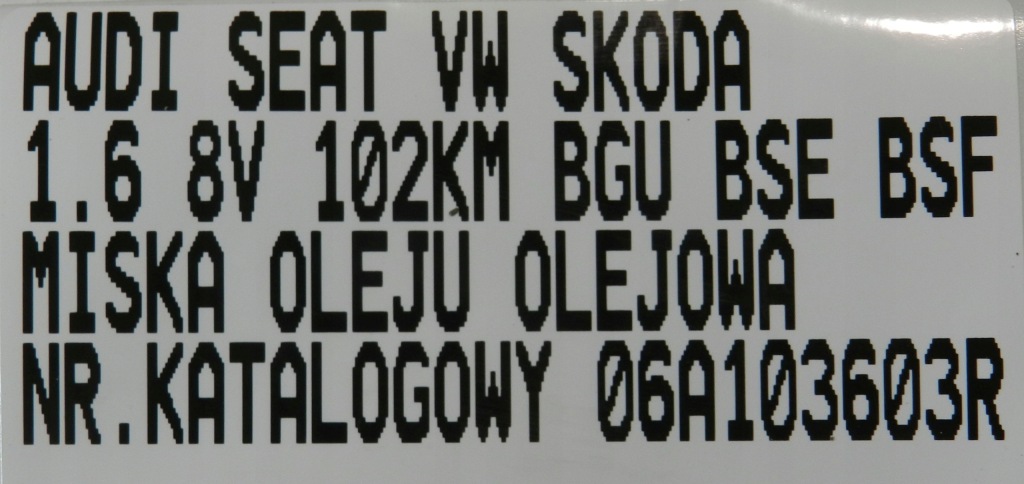 Купить Поддон масла масляная vw audi seat skoda 1.6b 8v mpi bgu bse bsf 06a103603r