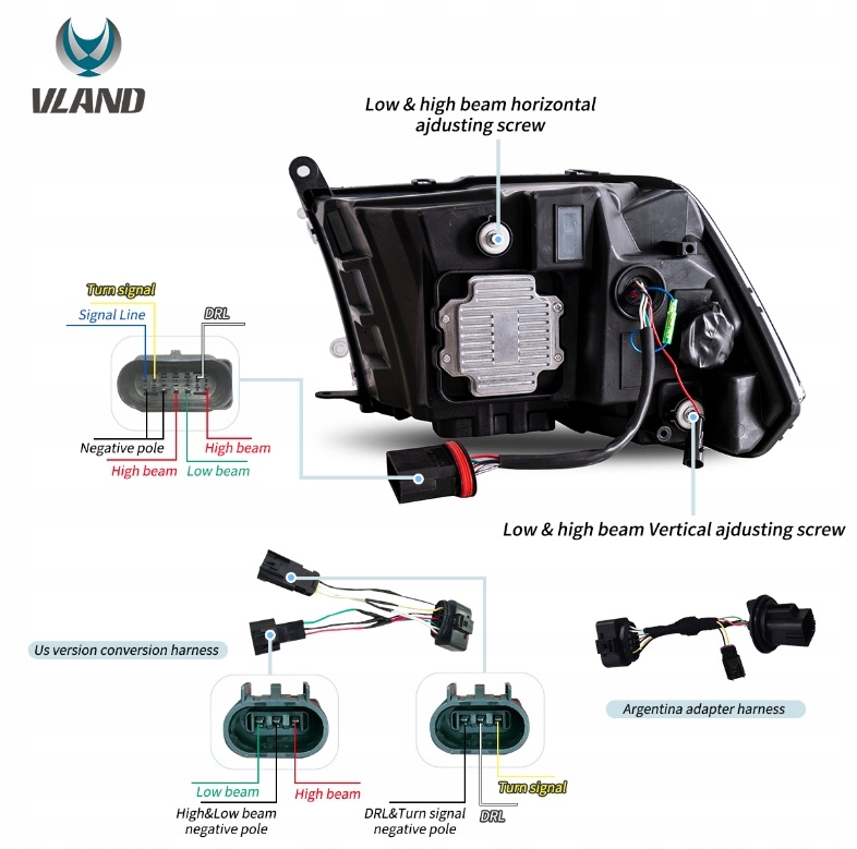 фото №9, Лампа лампи led vland ліва +права euro black 3 лінзи dodge ram 2009-2018