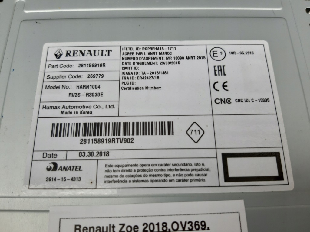 фото №4, Renault zoe радіо заводський 12-17