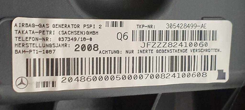 фото №9, Панель приладів приладова консоль подушка безпеки mercedes w204 eu