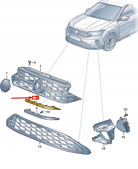 фото №1, Vw taigo cs правый радиатор решётка trim 2g7853762a2zz