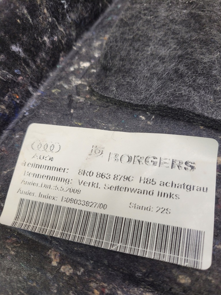 фото №6, Обшивка багажника левый audi q5 8r 8r0863879c серая